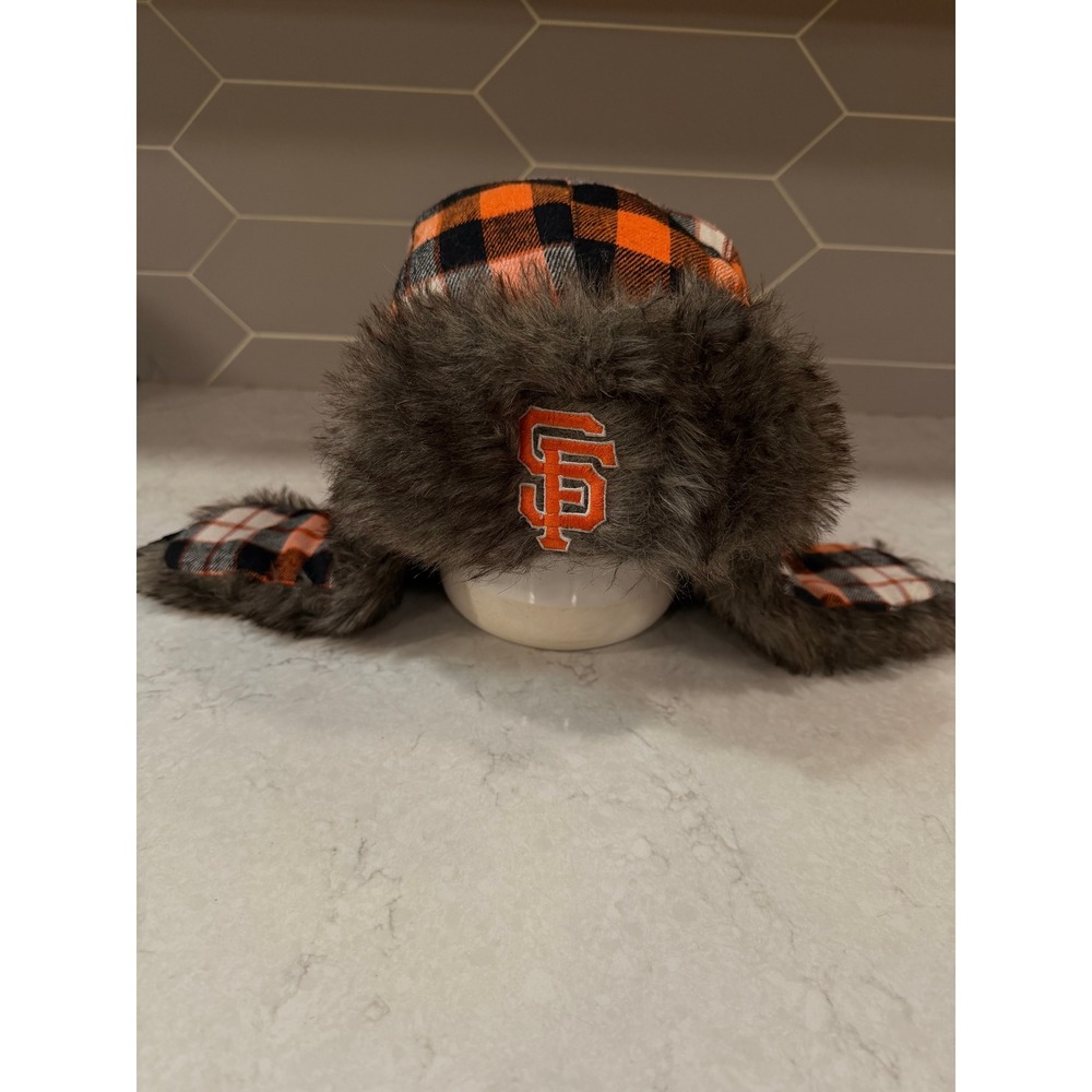 San Francisco Giants 2017 SGA River Rock Casino Plaid Trapper Hat SF Logo